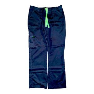 Landau Black Scrub Pants with Lime Green